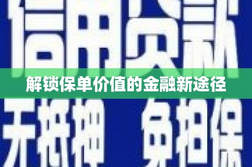 巧家解锁保单价值的金融新途径