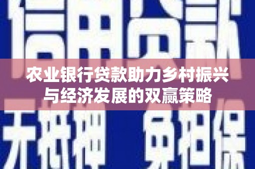 巧家农业银行贷款助力乡村振兴与经济发展的双赢策略