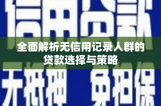 巧家全面解析无信用记录人群的贷款选择与策略