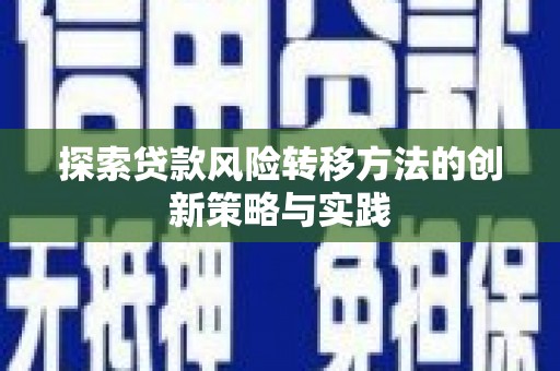 巧家探索贷款风险转移方法的创新策略与实践